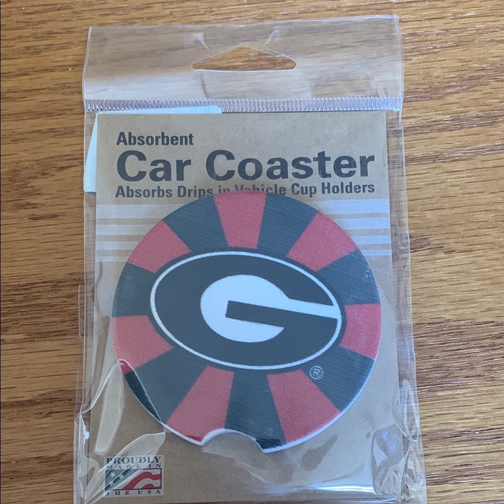 Georgia Bulldog Super G Red & Black Car Coaster